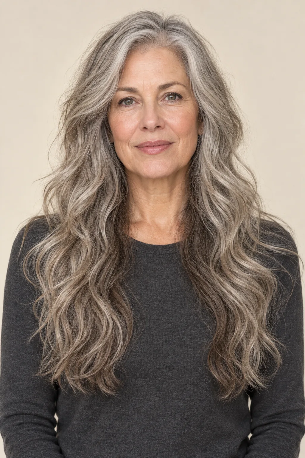 Front view of long natural waves with gradual layers.